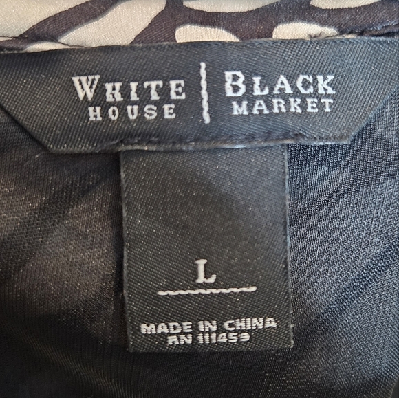 White House Black Market Silk Spandex Blend Shift Dress Lined Abstract sz Large - Picture 9 of 10